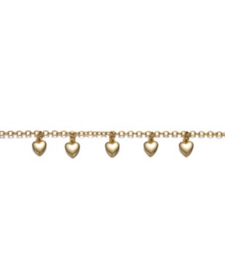 14K Gold Plated Bracelet with Dangling Heart Charms for Toddler/Kids