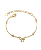GiGiGirl 14k Yellow Gold Plated Adjustable Bracelet with Ribbon Charm and Beads for Kids - Gold