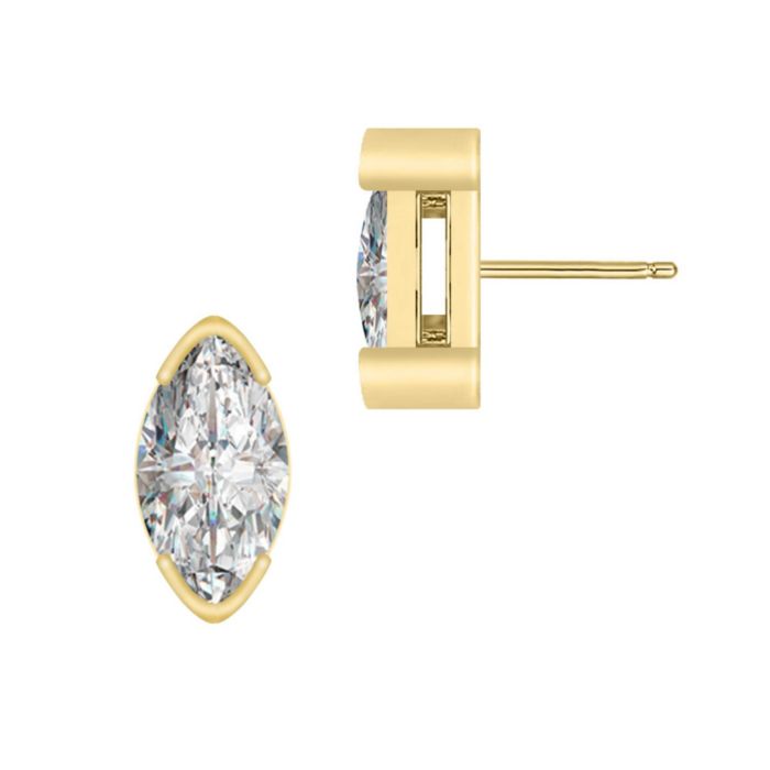 Rachel Glauber Extra Mini 14k Gold Plated Marquise Stud Earrings