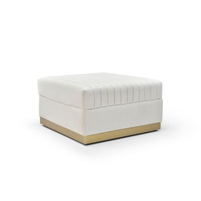 Big Velvet Ottoman with Vertical Tufting