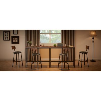  Rustic Brown Bar Table Set with 2 Stools