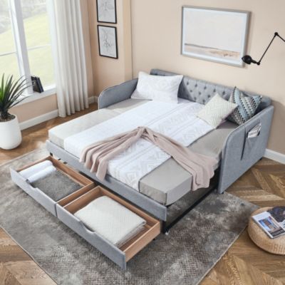 Upholstered Daybed with Trundle and Storage_Drawers