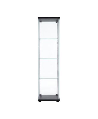 One Door Glass Cabinet Glass Display Cabinet With 4 Shelves