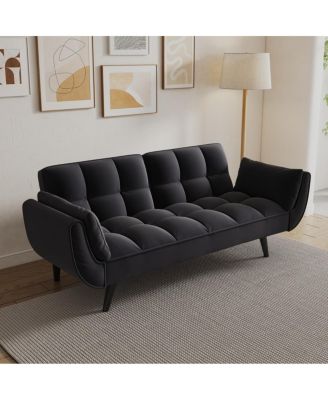 57" Black Sofa with Pillows