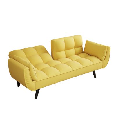 Comfortable 57" Yellow Sofa with Throw Pillow