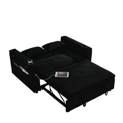 Pull-Out Sleeper Sofa with Recliners and Storage