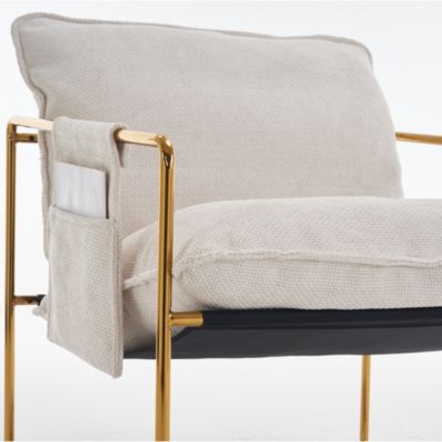 Streamdale Gold-plated Upholstered Armchair with Arm Pockets