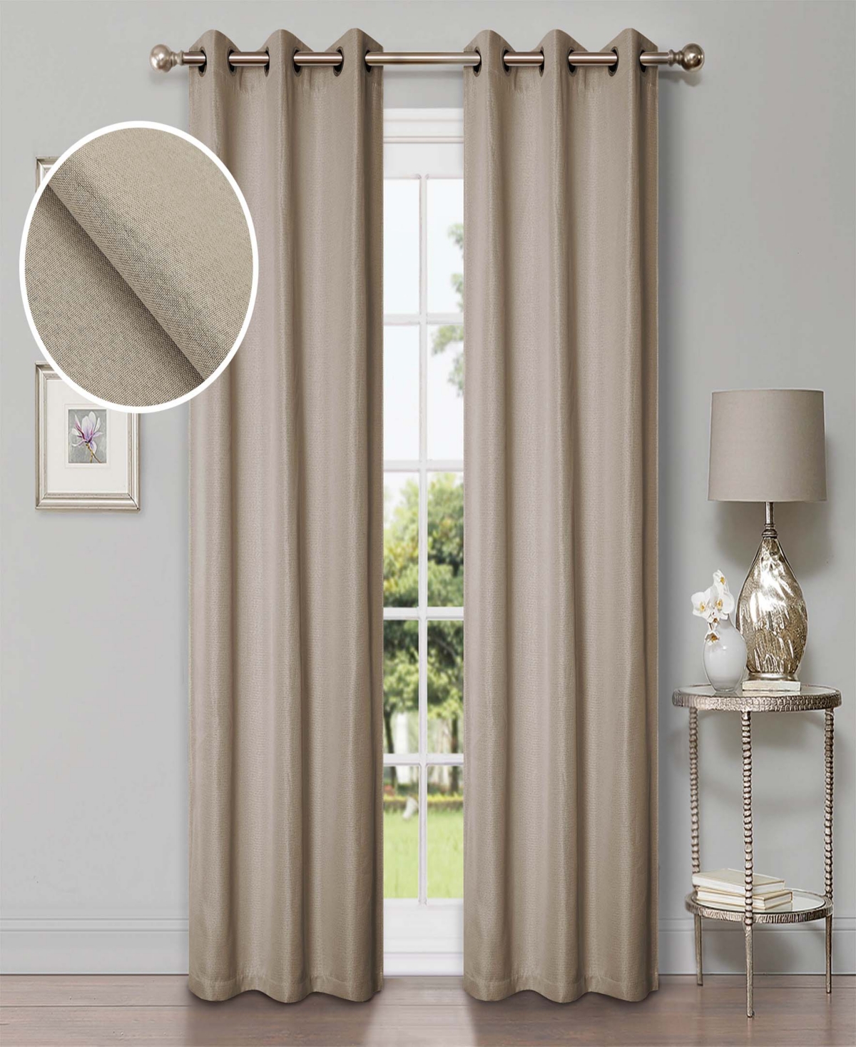 Superior Linen-Inspired Classic Room Darkening Modern Fade Resistant 2-Piece Curtain Set with Grommet Header Top, 42