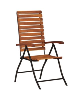 2 pcs Reclining Patio Chairs Solid Wood Acacia