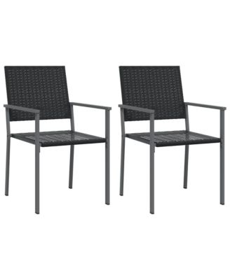 Garden Chair Set of 2 Black PE rattan, powder-coated steel