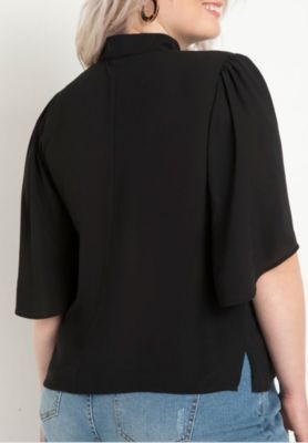 Women's Bow Blouse With Flutter Sleeve