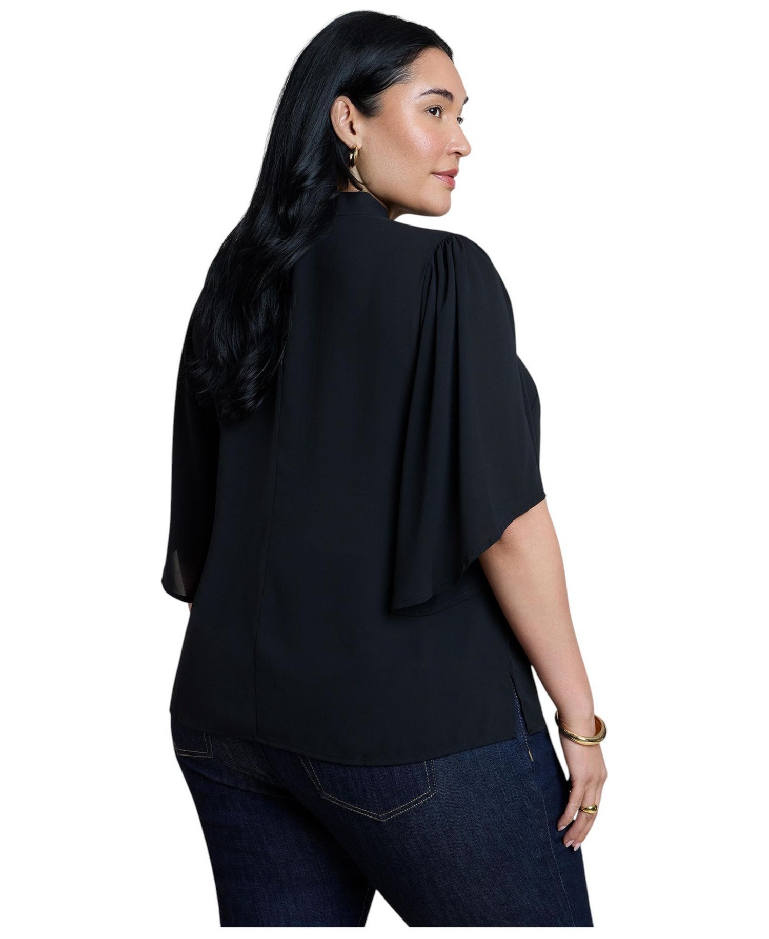 Women's Bow Blouse With Flutter Sleeve