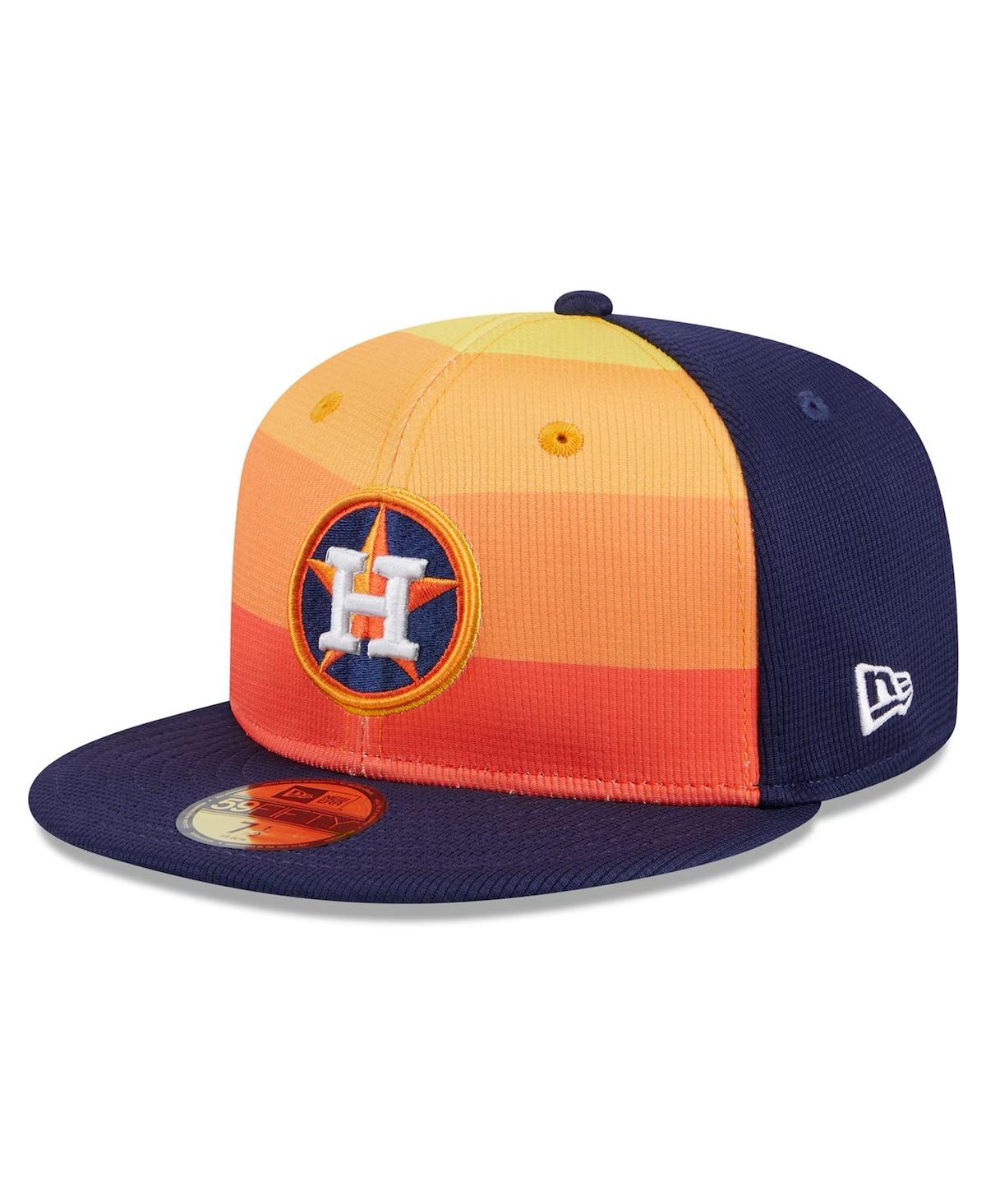 Men's Orange Houston Astros 2024 Batting Practice 59FIFTY Fitted Hat - Navy