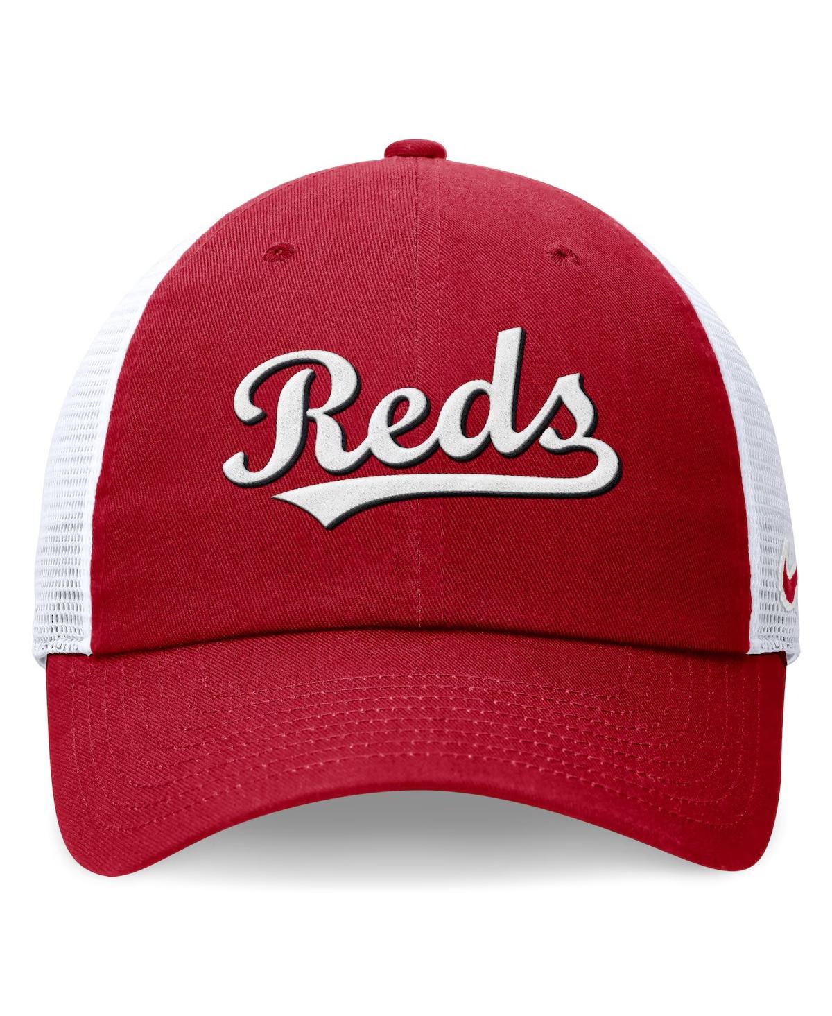 Nike Men's Red Cincinnati Reds Evergreen Wordmark Trucker Adjustable Hat In Red