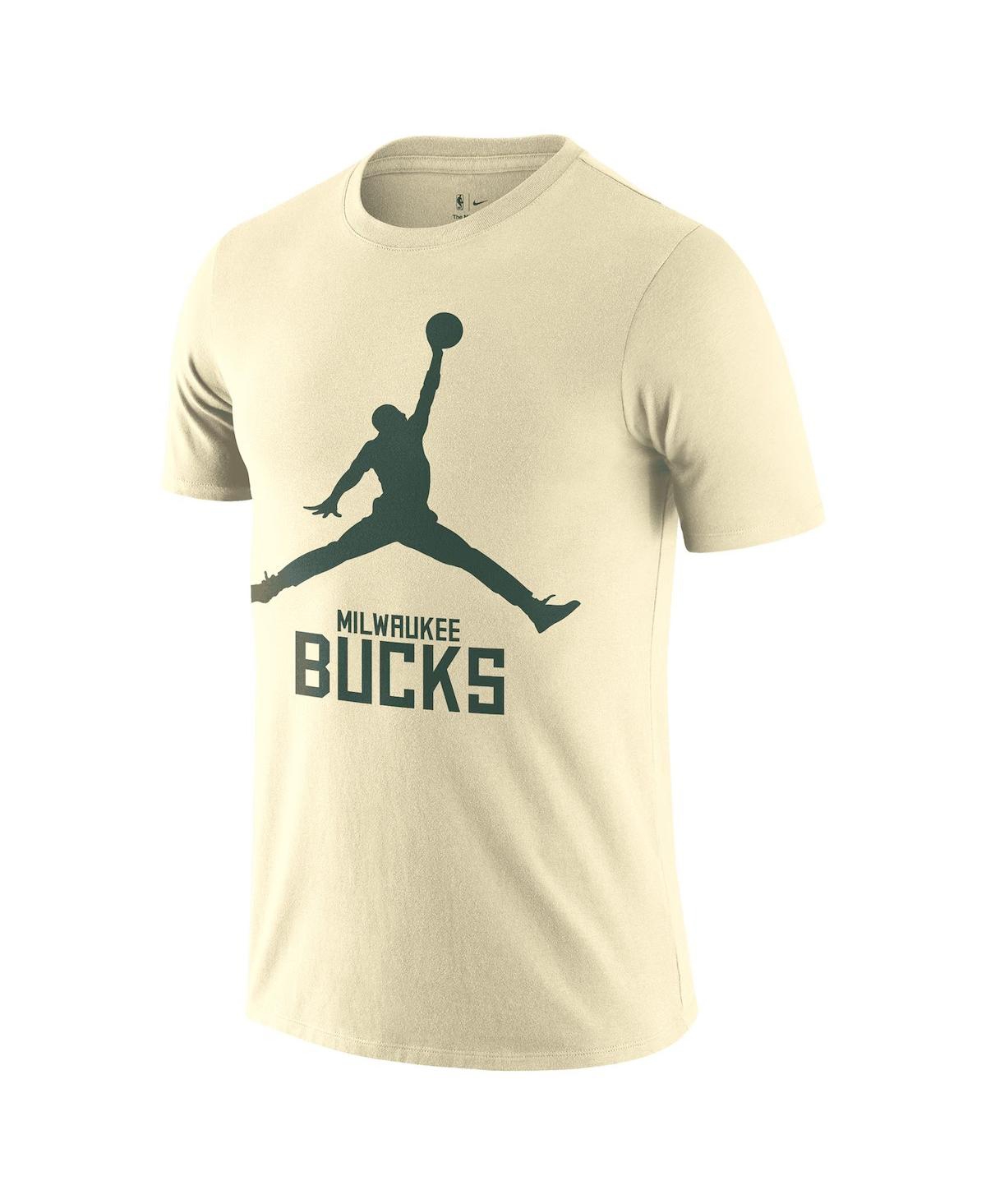 Jordan Nike Men's Cream Milwaukee Bucks Essential Jumpman T-shirt In Cream