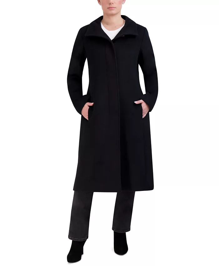 Womens Stand-Collar Single-Breasted Wool Blend Coat - thumbnail 5