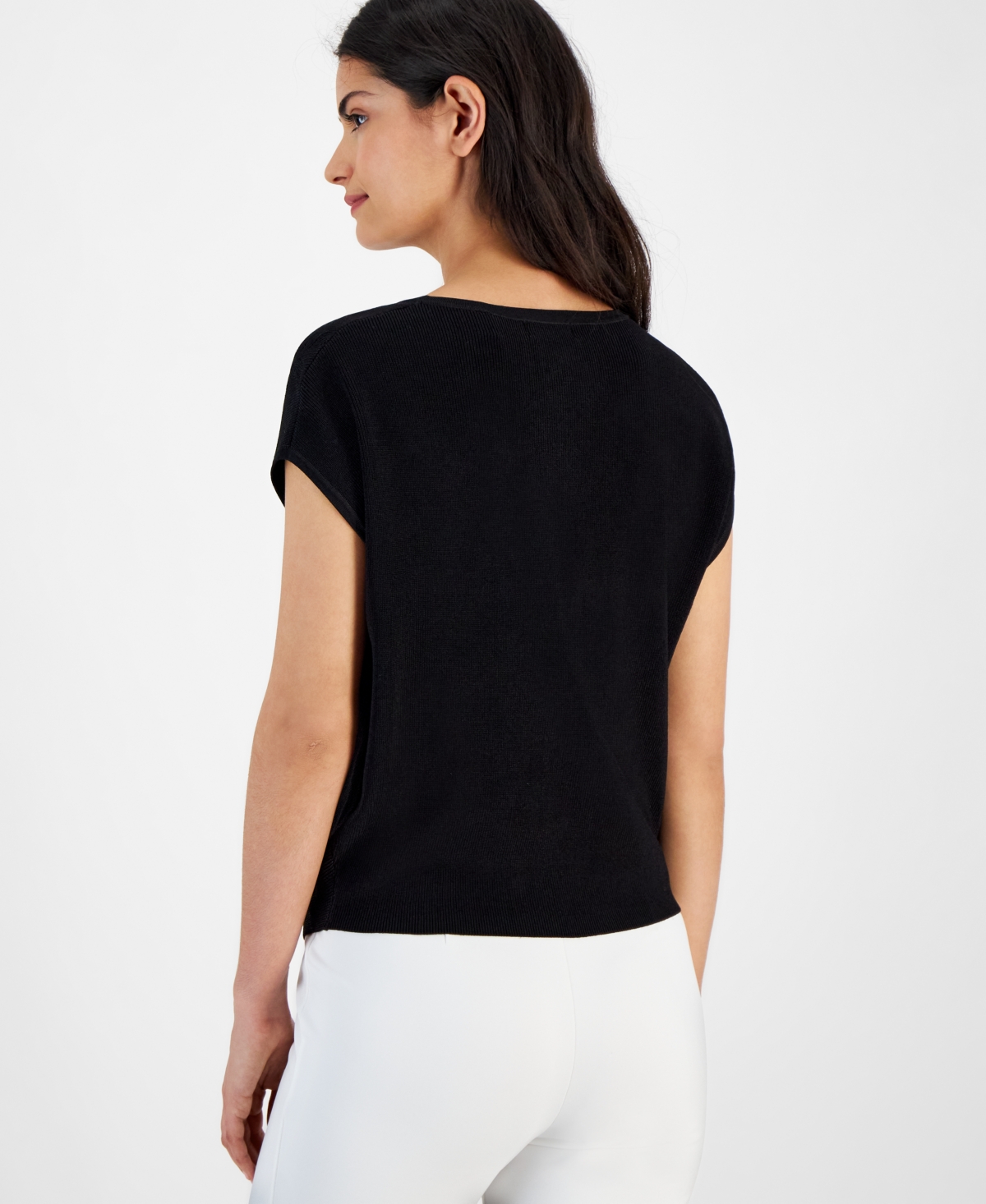 T Tahari Women's Twist-Hem Dolman-Sleeve Top