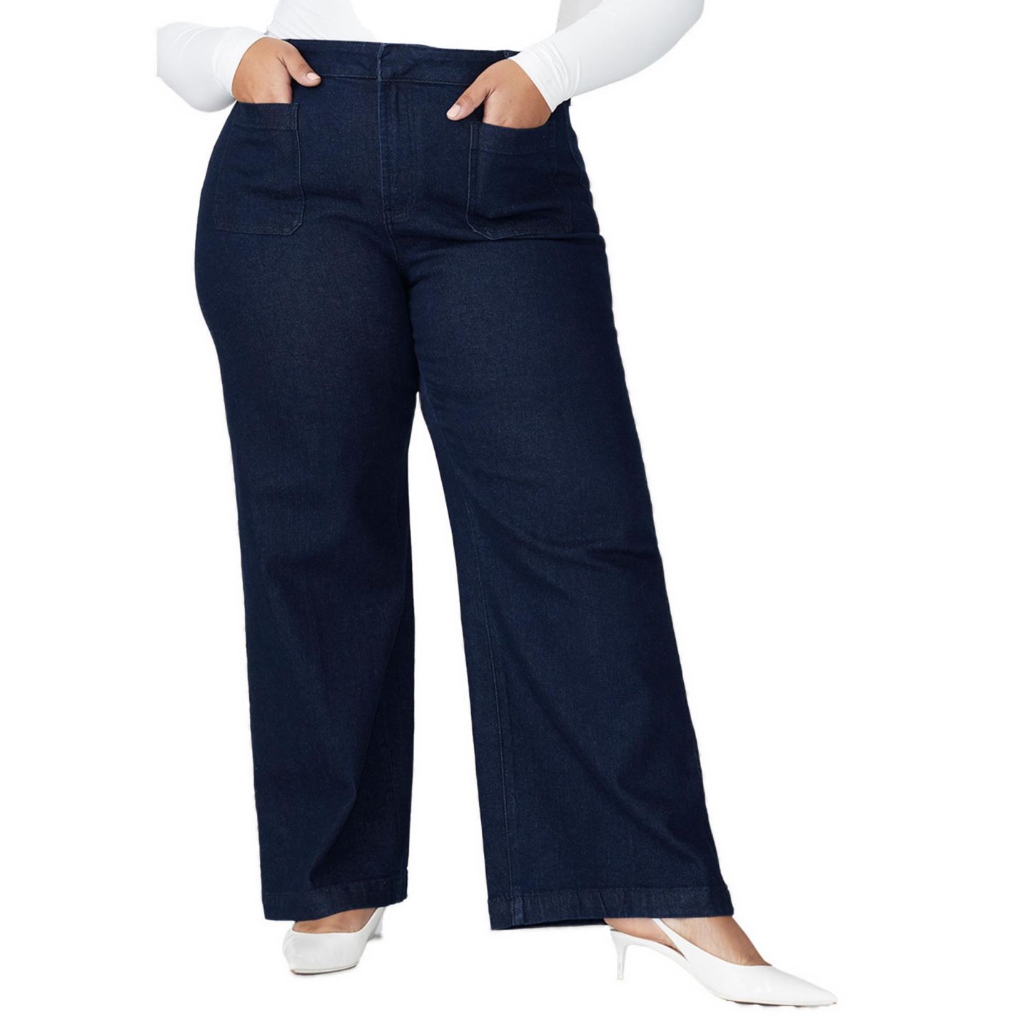 Женские джинсы ELOQUII The Trouser Jean, цвет: Индиго — фото 1