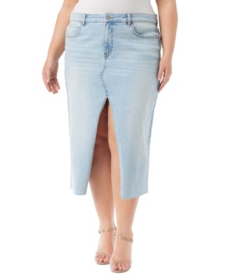 Jessica Simpson - Trendy Plus Size Denim Front-Slit Midi Skirt