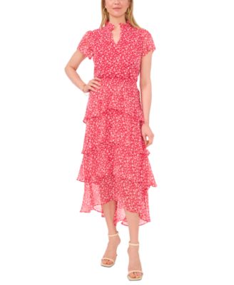 Sam & Jess - Women's Printed Smocked Tiered Midi Dress