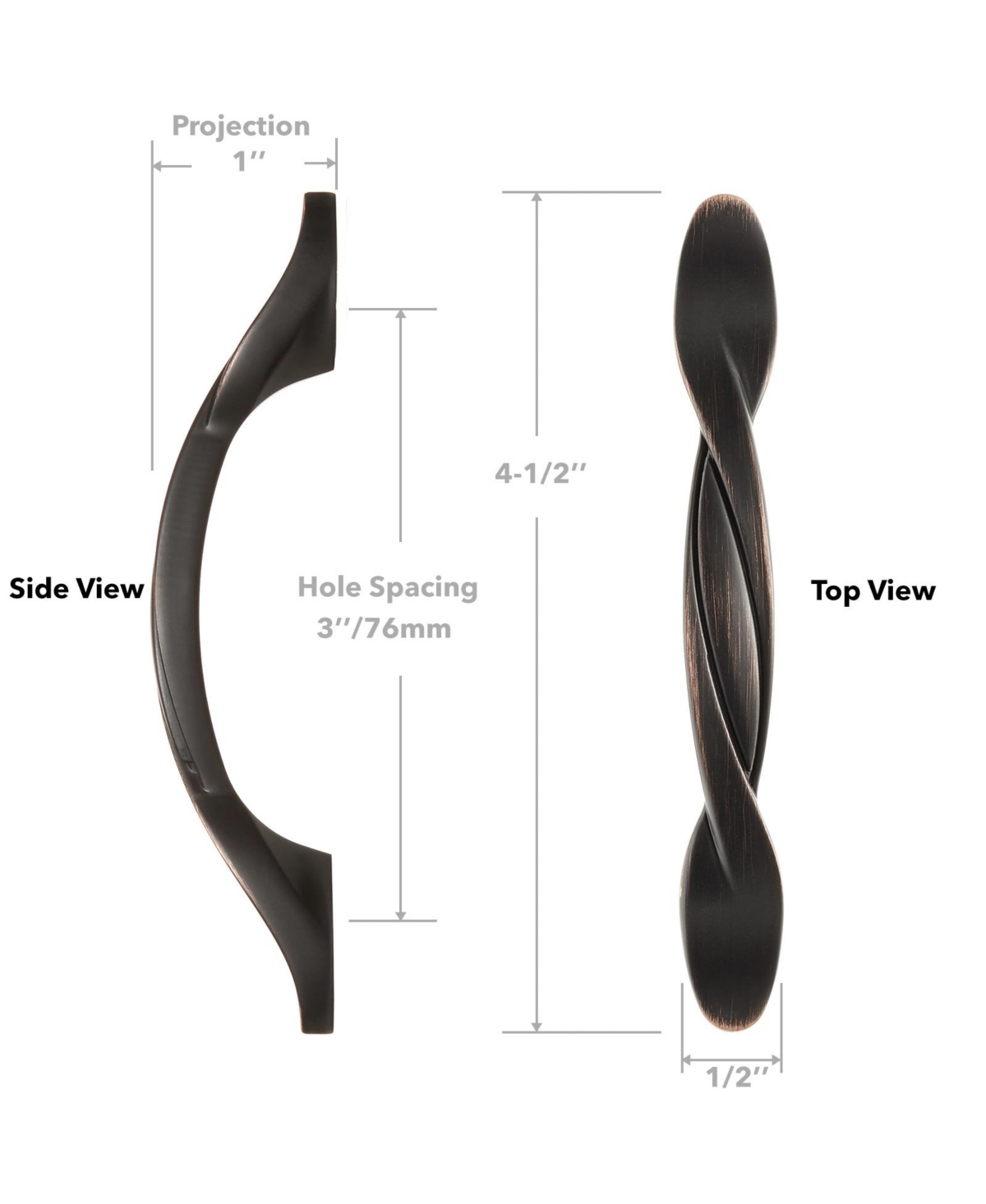 Cauldham 10 Pack Solid Braided Kitchen Cabinet Pulls Handles (3