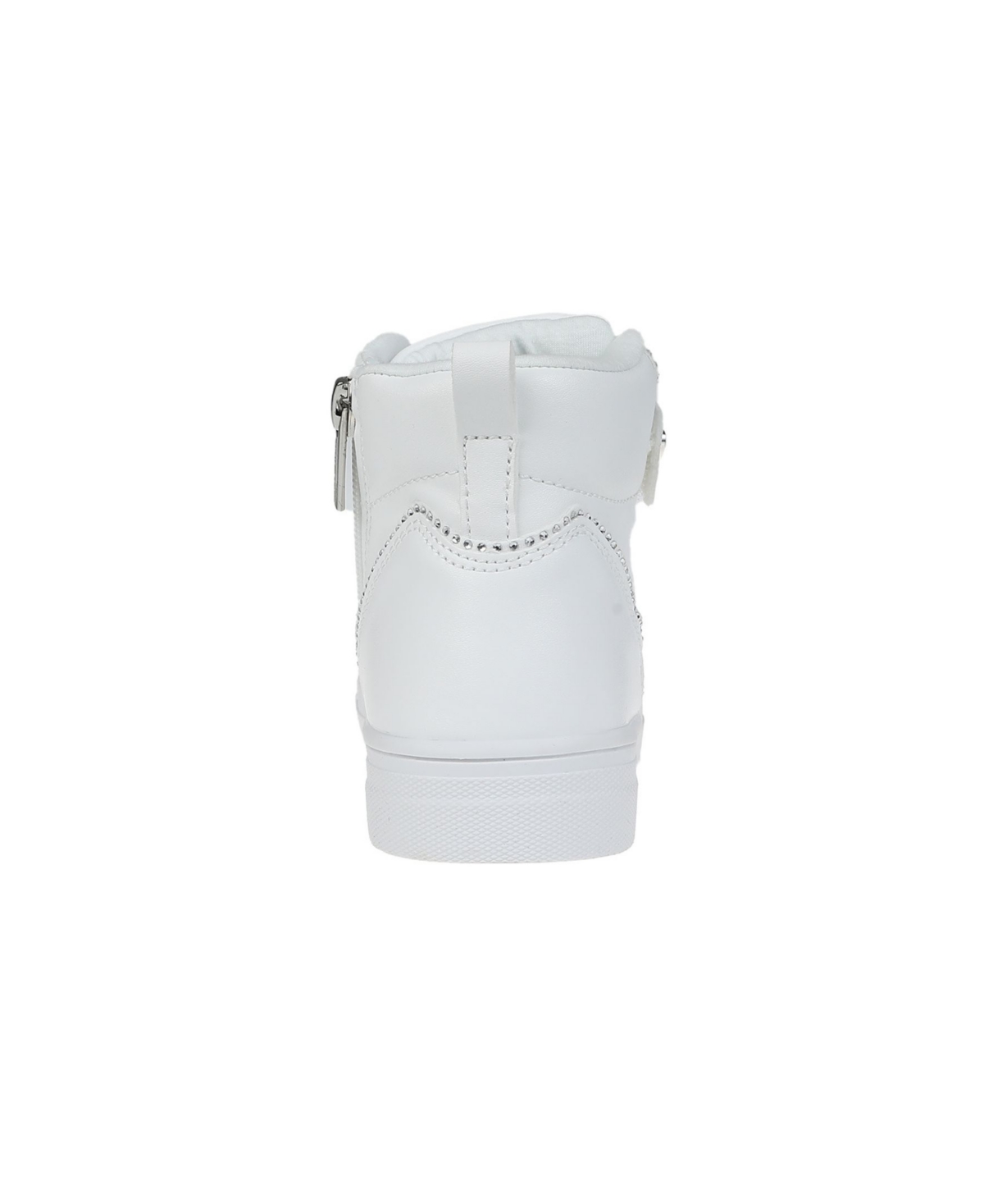 Shop Vince Camuto Big Girl's Fashion Athletic With Rhinestone Binding And Vc Heart Rivet Polyurethane Sneakers In White