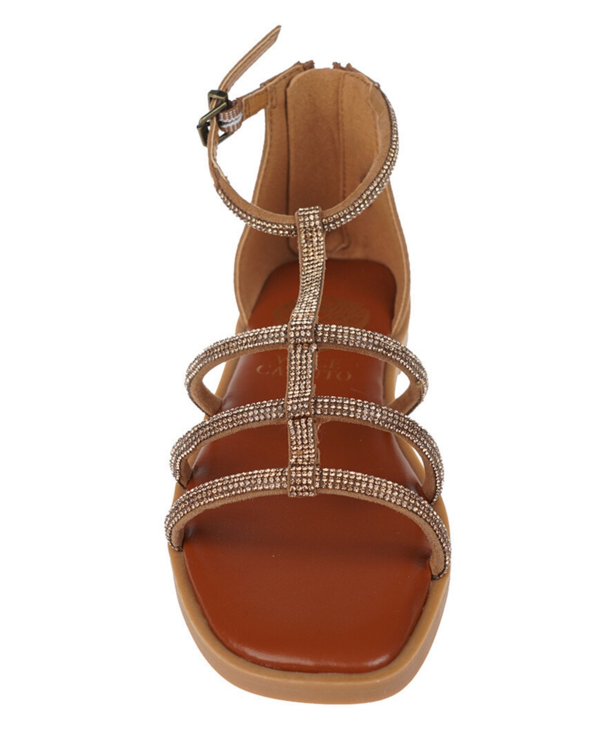 VINCE CAMUTO BIG GIRL'S FASHION SANDAL WITH MICRO STONE STRAPPY UPPER GLASS STONES/POLYESTER SANDALS 