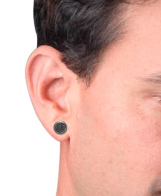 Men's Black Diamond Circle Cluster Stud Earrings (1/3 ct. t.w.) in Black Rhodium-Plated Sterling Silver