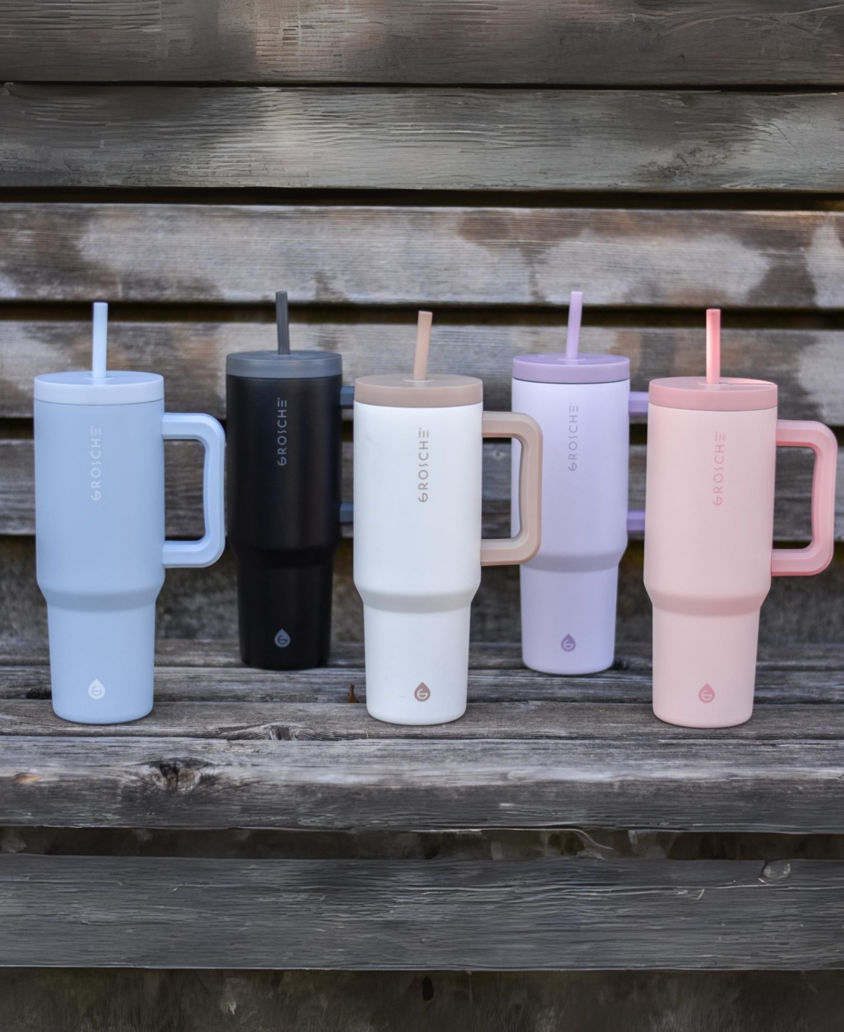 GROSCHE 40OZ INSULATED TUMBLER WITH STRAW AND HANDLE 