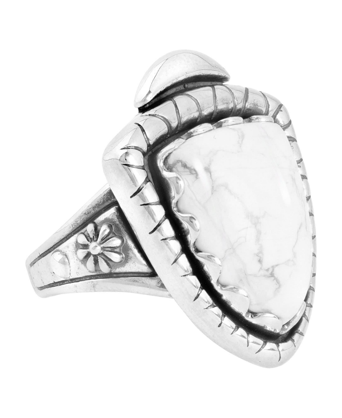 Sterling Silver and Genuine Gemstone Arrowhead Ring, Sizes 5-10 - White howlite