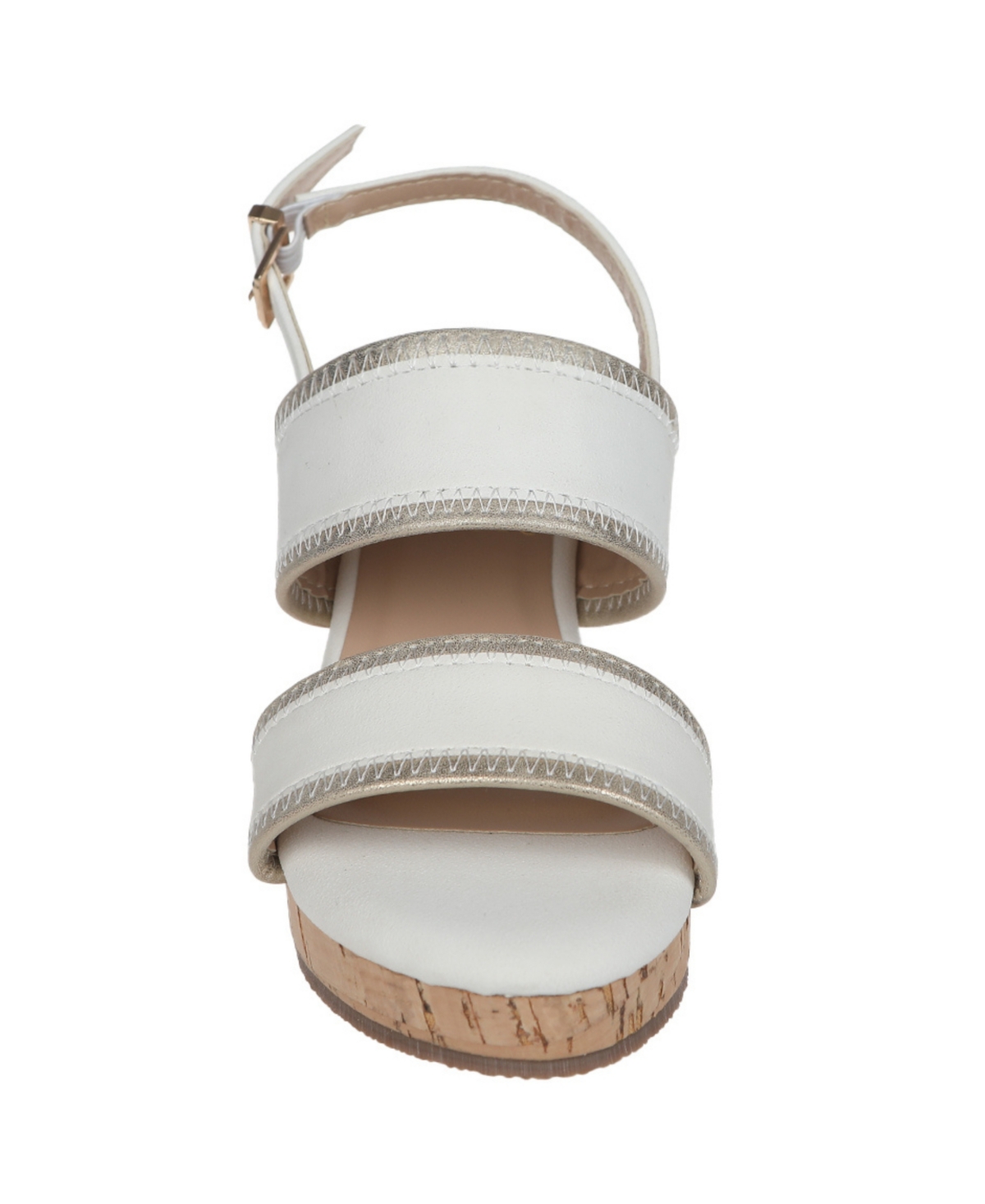 Vince Camuto Big Girl's Casual Wedge With Shimmer Detail Binding Polyurethane Sandals In Off White Multi