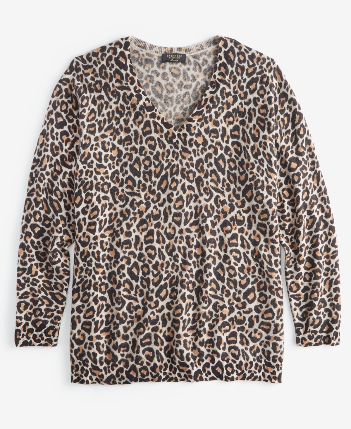 Charter Club Plus Size 100% Cashmere Leopard-Print Sweater, Created for Macy's