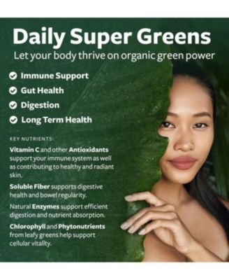 Organic Super Greens Tablets, Complete Superfood Supplement for Super Antioxidants, Energy, Gut Health, and Immune Support, Health's Harmony, 180ct