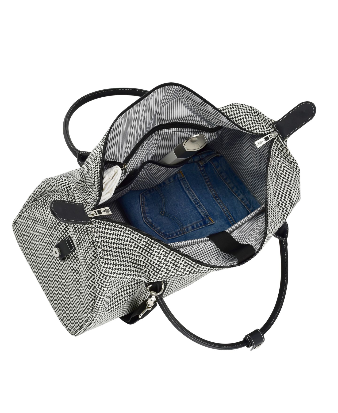 Сумка London Fog Cambridge 20" Duffel, цвет: Чёрный белая гусиная лапка — фото 2