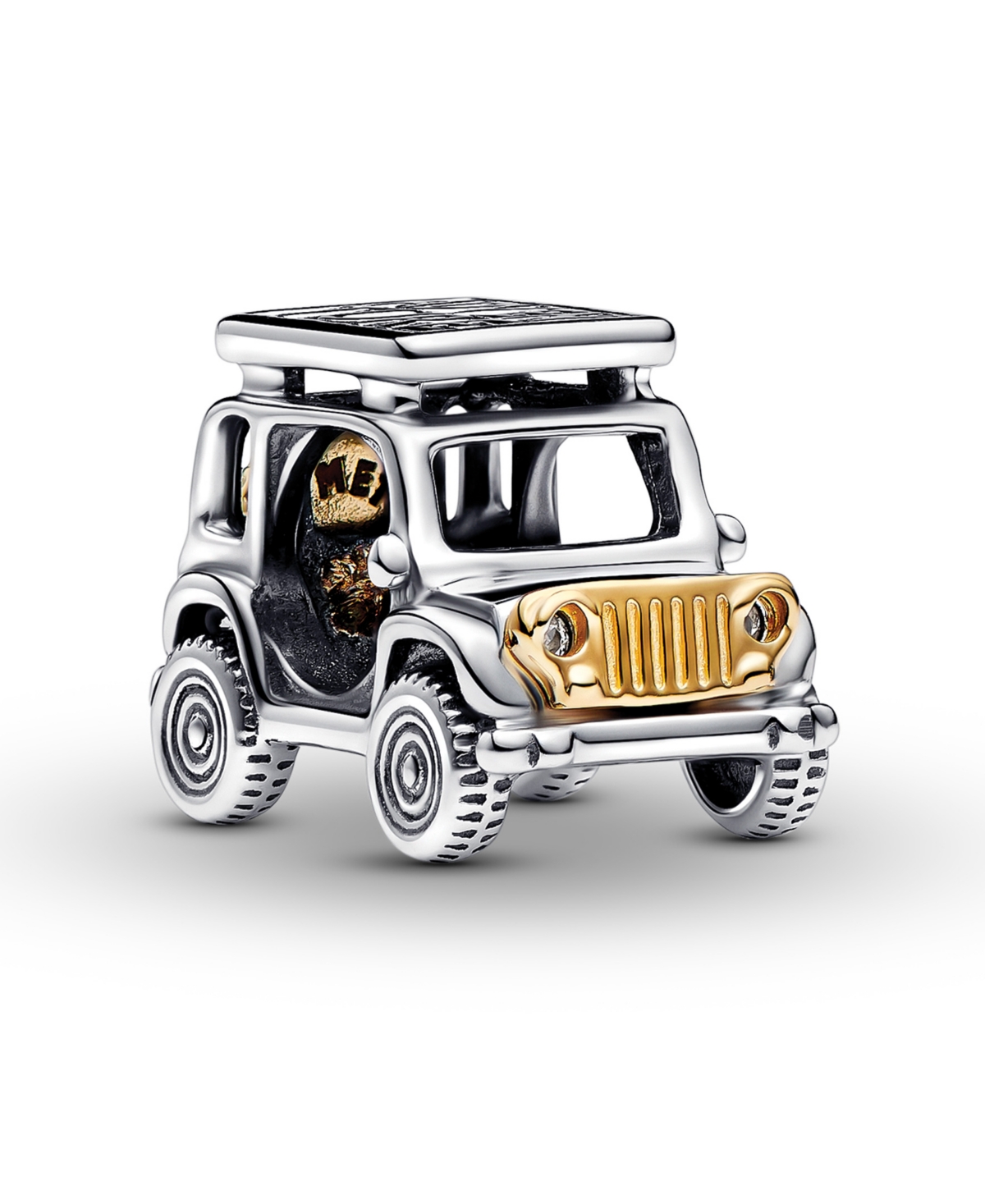 Sterling Silver Two-tone Adventure Car Charm - Silver