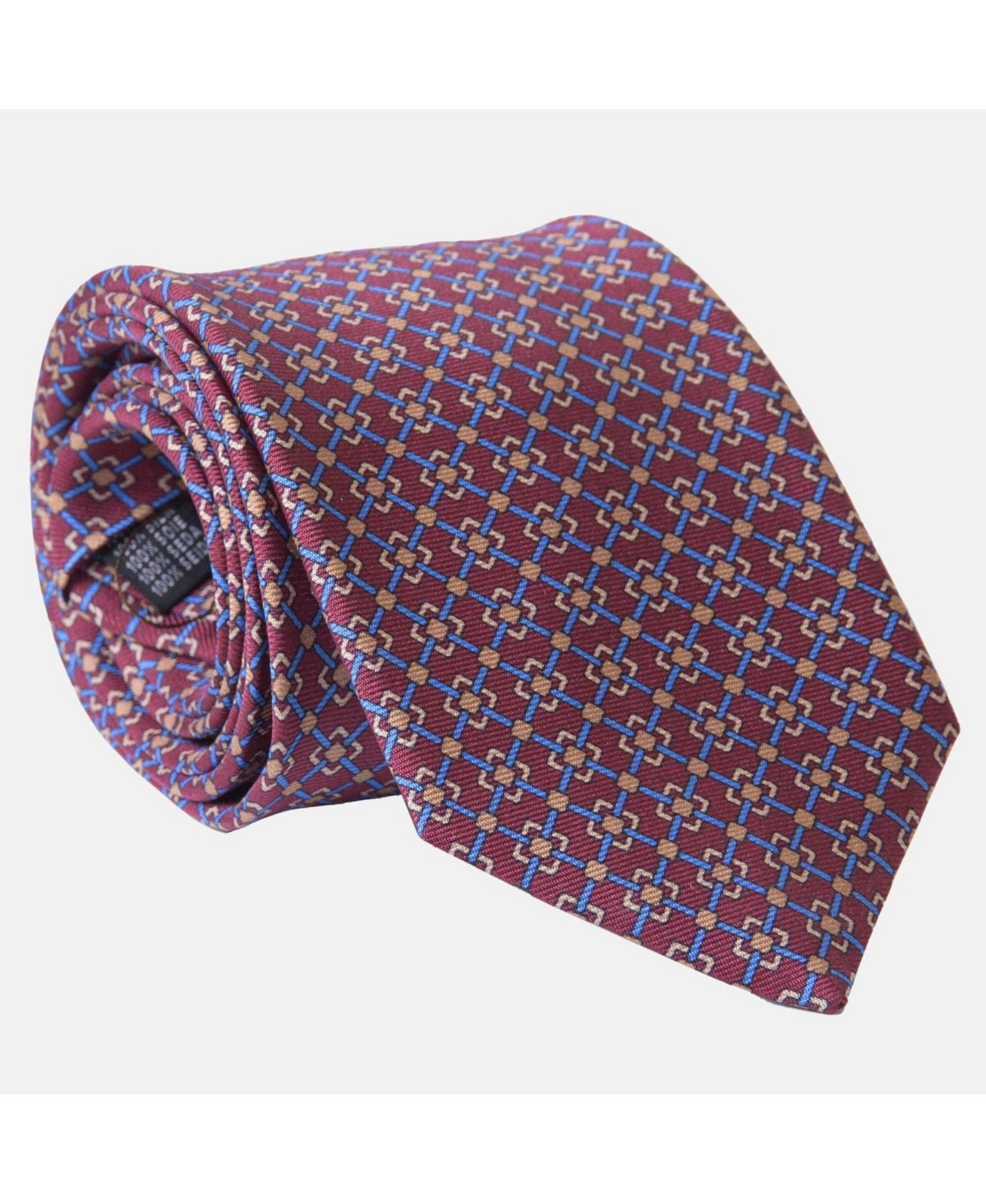 Big & Tall Potenza - Extra Long Printed Silk Tie for Men - Burgundy
