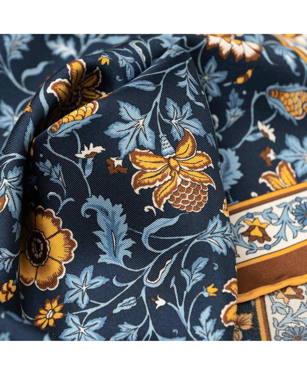 Elizabetta Men's Ibiza - Silk Pocket Square for Men - Navy and mustard