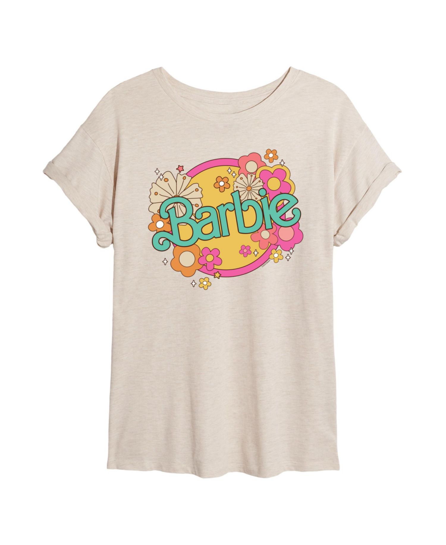 Trendy Juniors Barbie Floral Graphic Oversized Tee