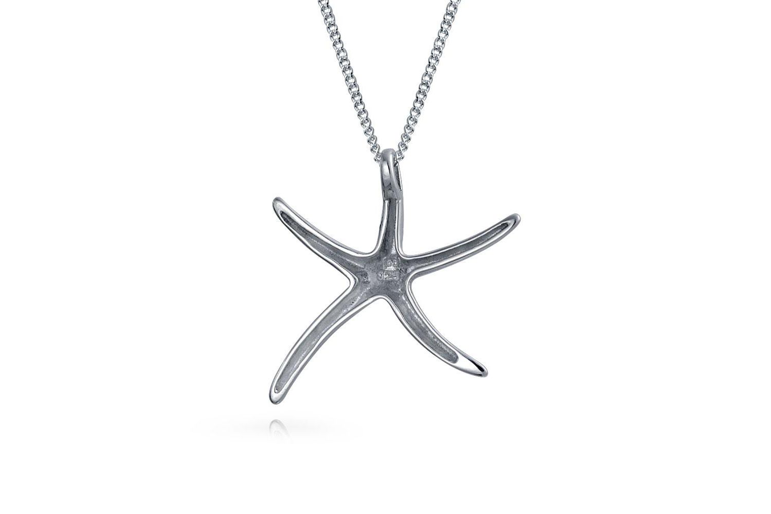 Tropical Vacation Nautical Starfish Pendant Necklace .925 Sterling Silver