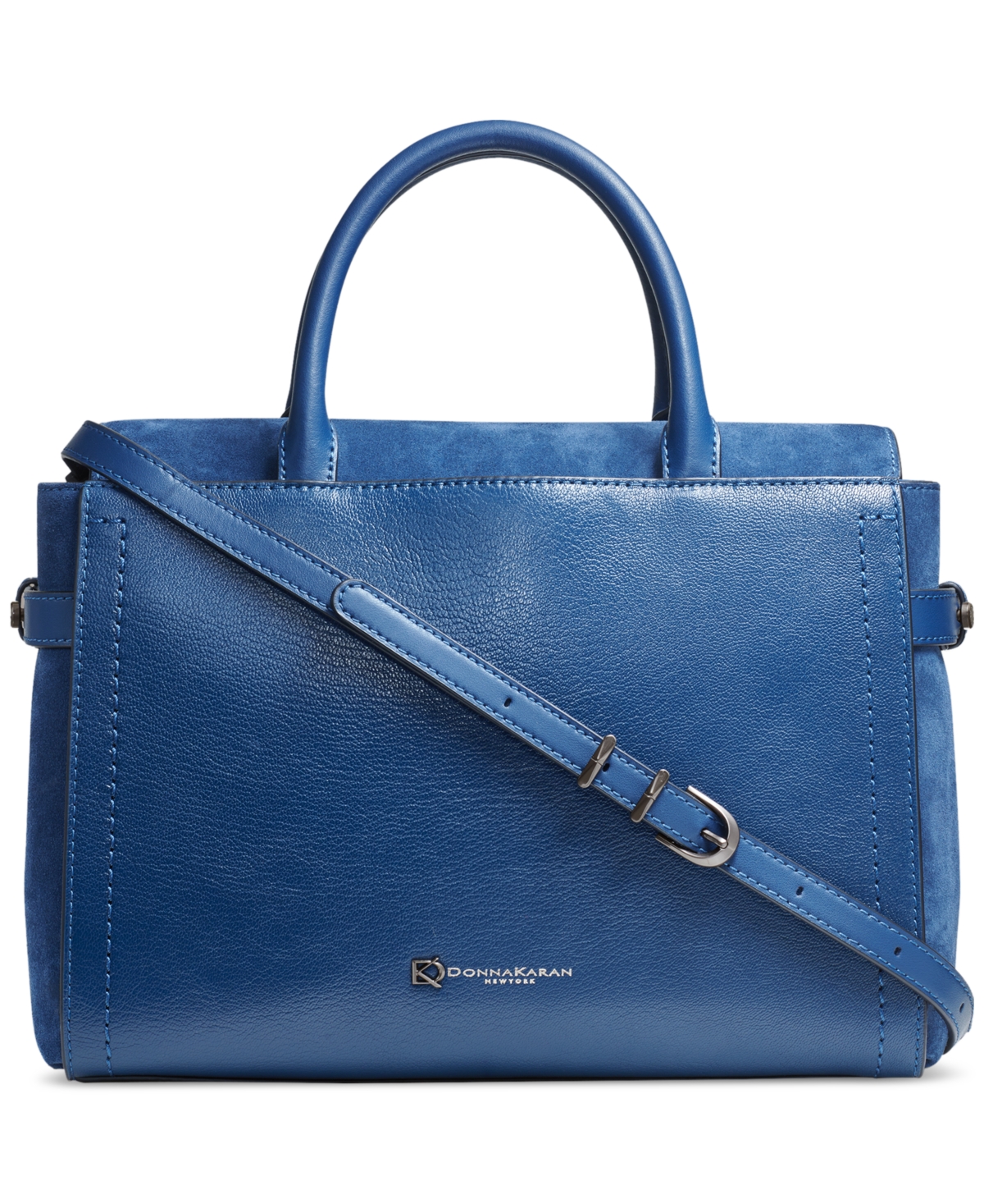 Donna Karan Roslyn Top Handle Suede Satchel In Ocean