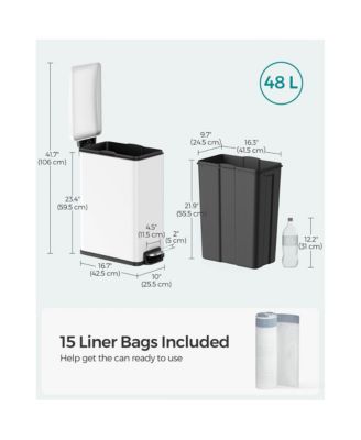 12.7 Gallon Garbage Can For Narrow Spaces With Soft-close Lid