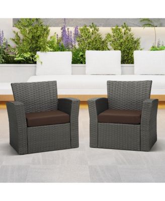 Set of 2 20" x 19" Outdoor Patio Seat Cushions Without Welt