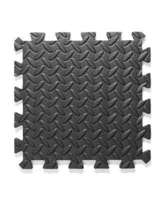 Pack of 36 Exercise Flooring Mats - 12 x 12 Inch Foam Rubber Interlocking Puzzle Floor Tiles - Black