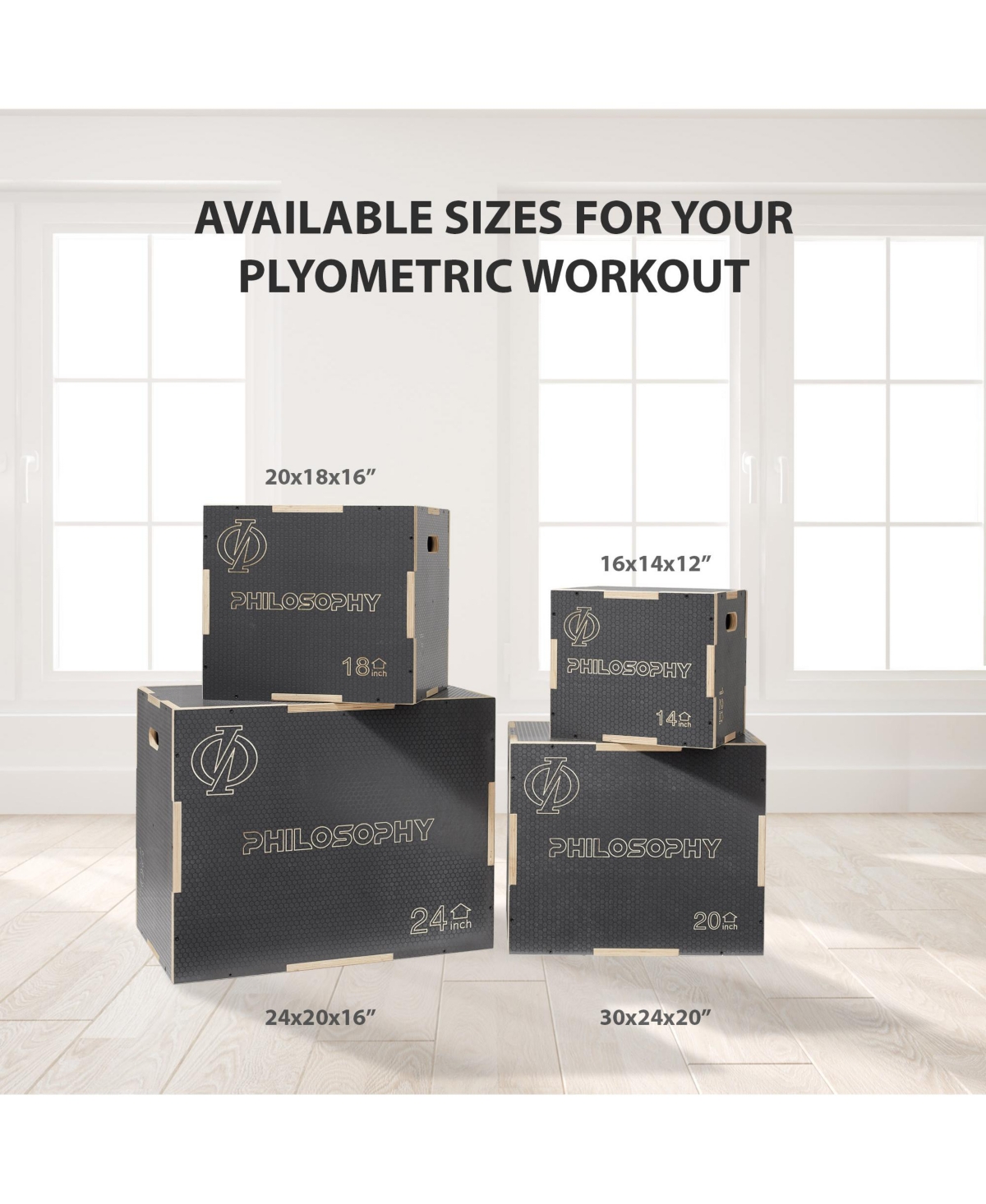 Philosophy Gym 3 in 1 Non-Slip Wood Plyo Box, 24