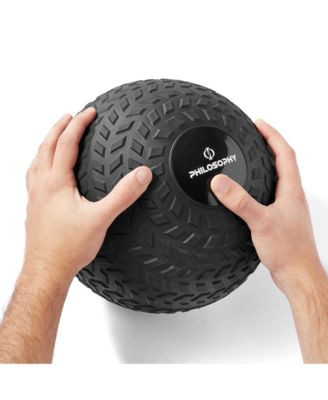 Slam Ball, 10 LB - Weighted Fitness Medicine Ball with Easy Grip Tread
