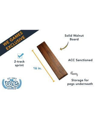 Bobby Fischer Competition Cribbage Game - Solid Wood Sprint 2 Track Board with Metal Pegs