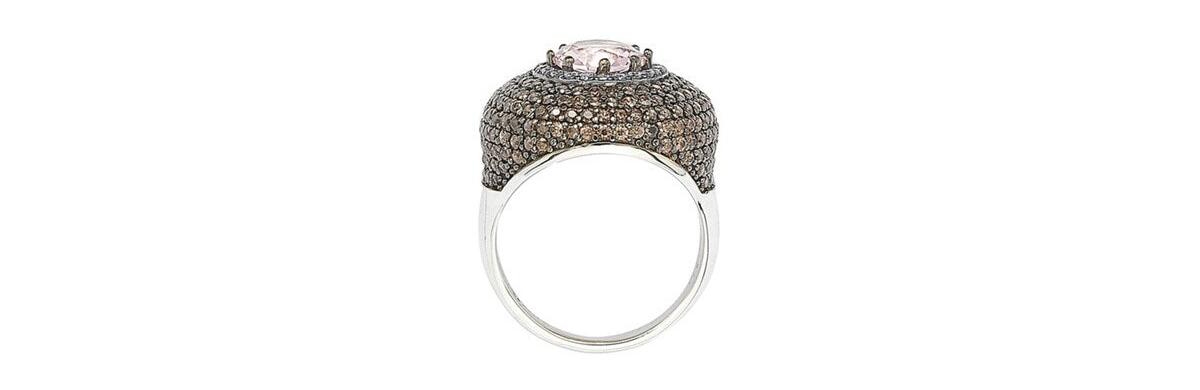 Suzy Levian New York Suzy Levian Sterling Silver Cubic Zirconia Pink andHalo Pave Ring - Brown