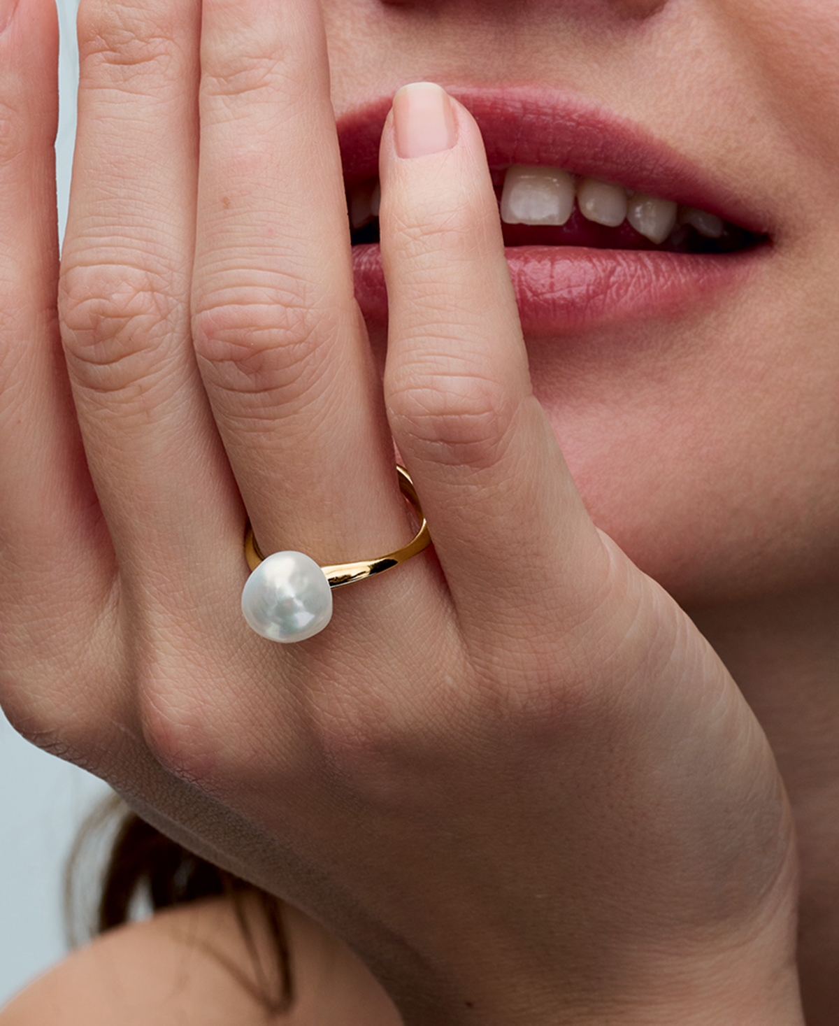 Pandora Baroque Treated Freshwater Cultured Pearl Ring In 14k Gold-plated In Gold