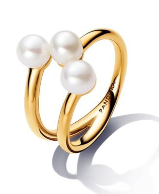 Treated Freshwater Cultured   Pearl Open Ring in 14k Gold-plated