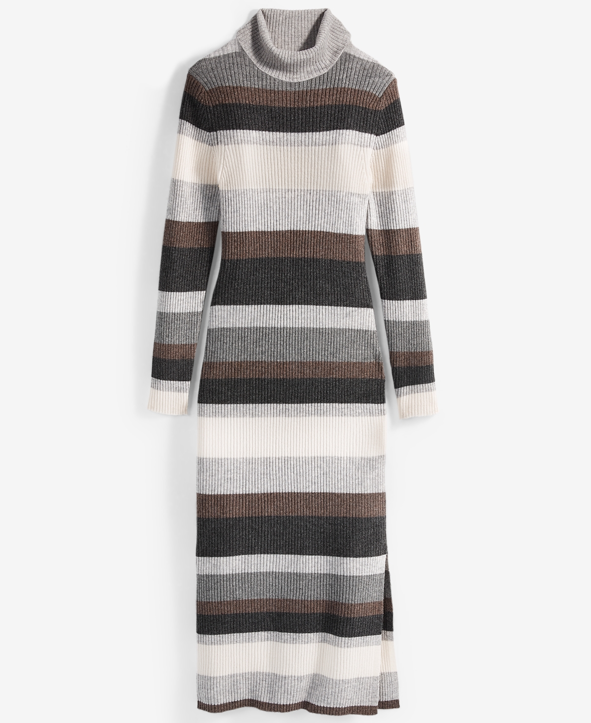 Charter Club Women's Cashmere Striped Turtleneck Midi Dress, Created for Macy's